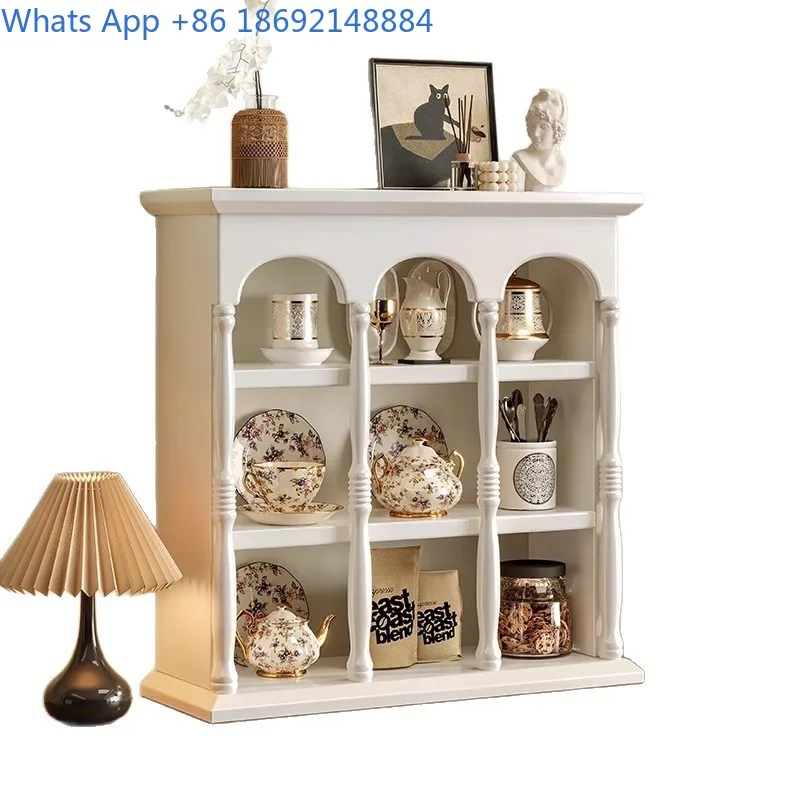 French style vintage solid wood cup rack American coffee shelf wall mounted cup storage holder wall display rack