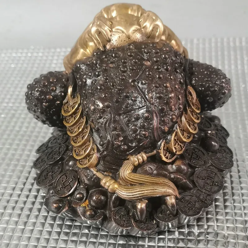 Antique Gilt Bronze Three-Legged Toad and Golden Cicada Ornament for Attracting Wealth, Vintage Fortune-Bringing Gift, Decorativ