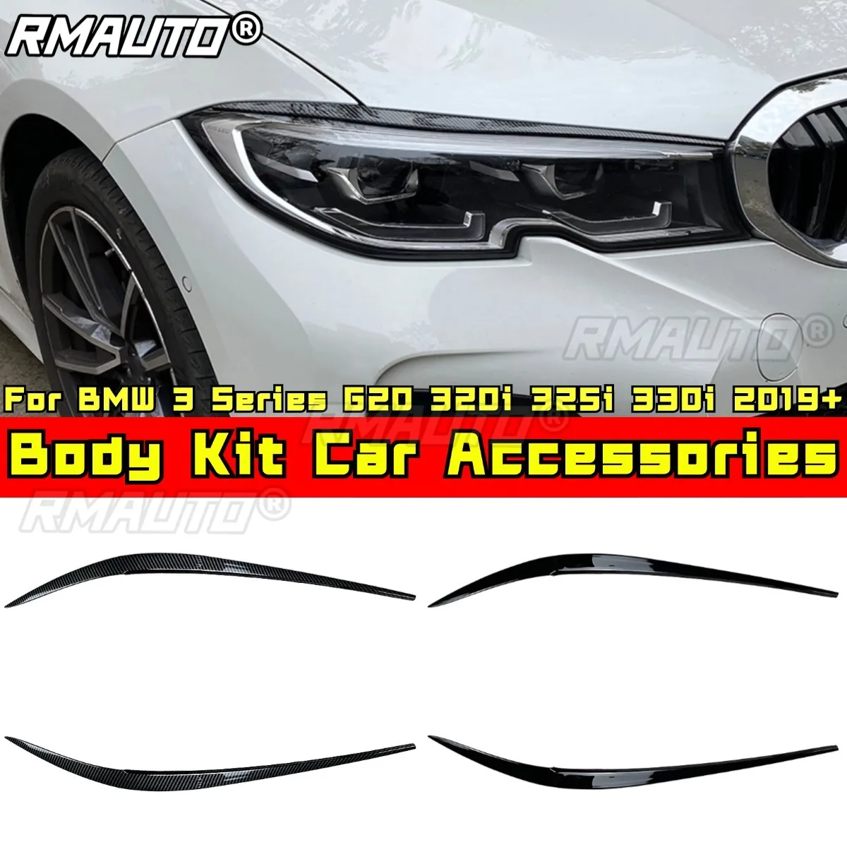 

Auto Head Light Lamp Eyelids Eyebrow Headlight Decoration Car Styling Trim for BMW 3 Series G20 320i 325i 330i 2019+