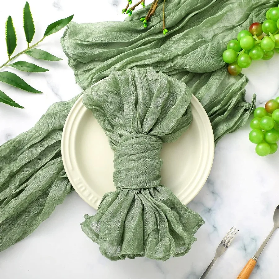 

36 Pcs Gauze Cheesecloth Decorative Napkins Wrinkled Table Napkins for Wedding Reception Parties Sage and Dusty Blue 19.7 x 19.