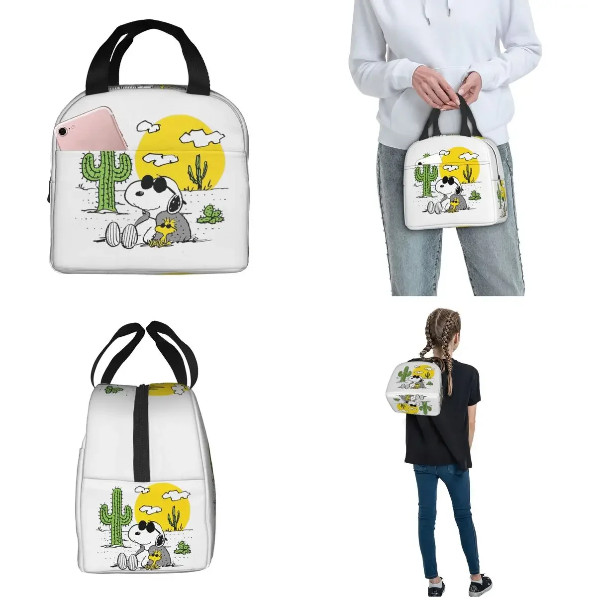 Snoopy Woodstock Desert Insulated Lunch Bags High Capacity Cartoon Reusable Cooler Bag Tote Lunch Box Beach Travel Men Women