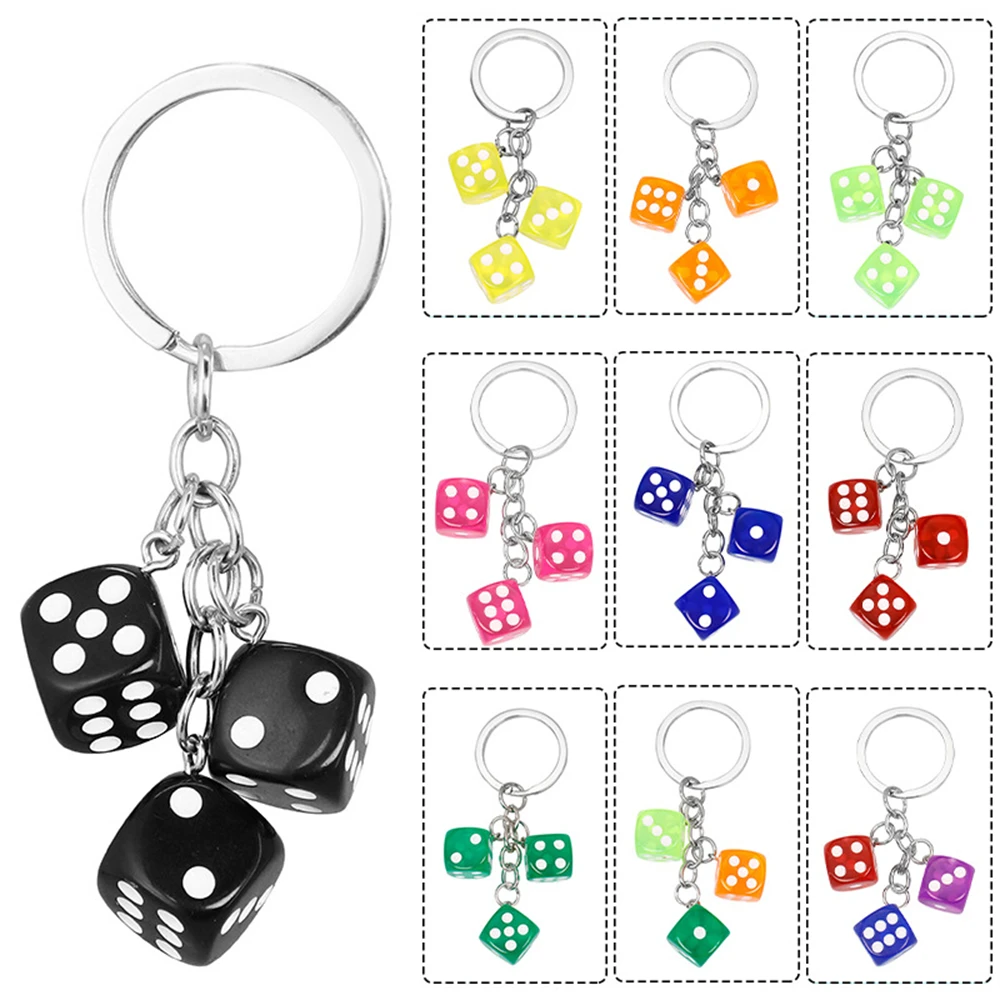 Criativo Colorful Dice Keychain Moda 3D Resina Dice Handbag Pingente Para Mulheres Homens Car Key Holder Key Acessórios Funy Presentes