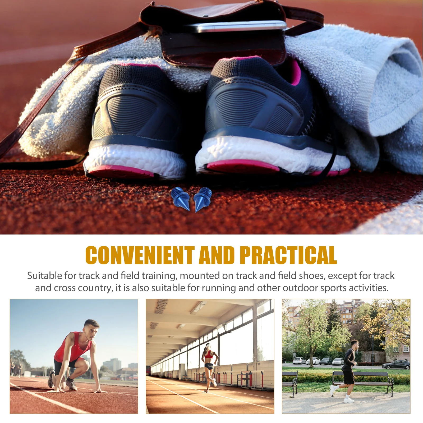 Zestaw zamienny do kolców do butów sportowych, wysoka przyczepność, kolce do skoku i biegania, stalowy stop, szybka instalacja, klucz w zestawie.