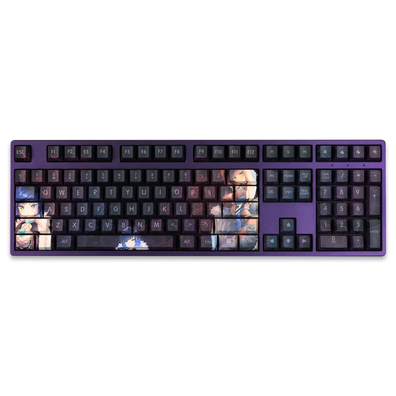 108 teclas pbt sublimação de tinta ye lan keycaps bidimensional dos desenhos animados anime chave bonés cereja perfil keycap para genshin impacto