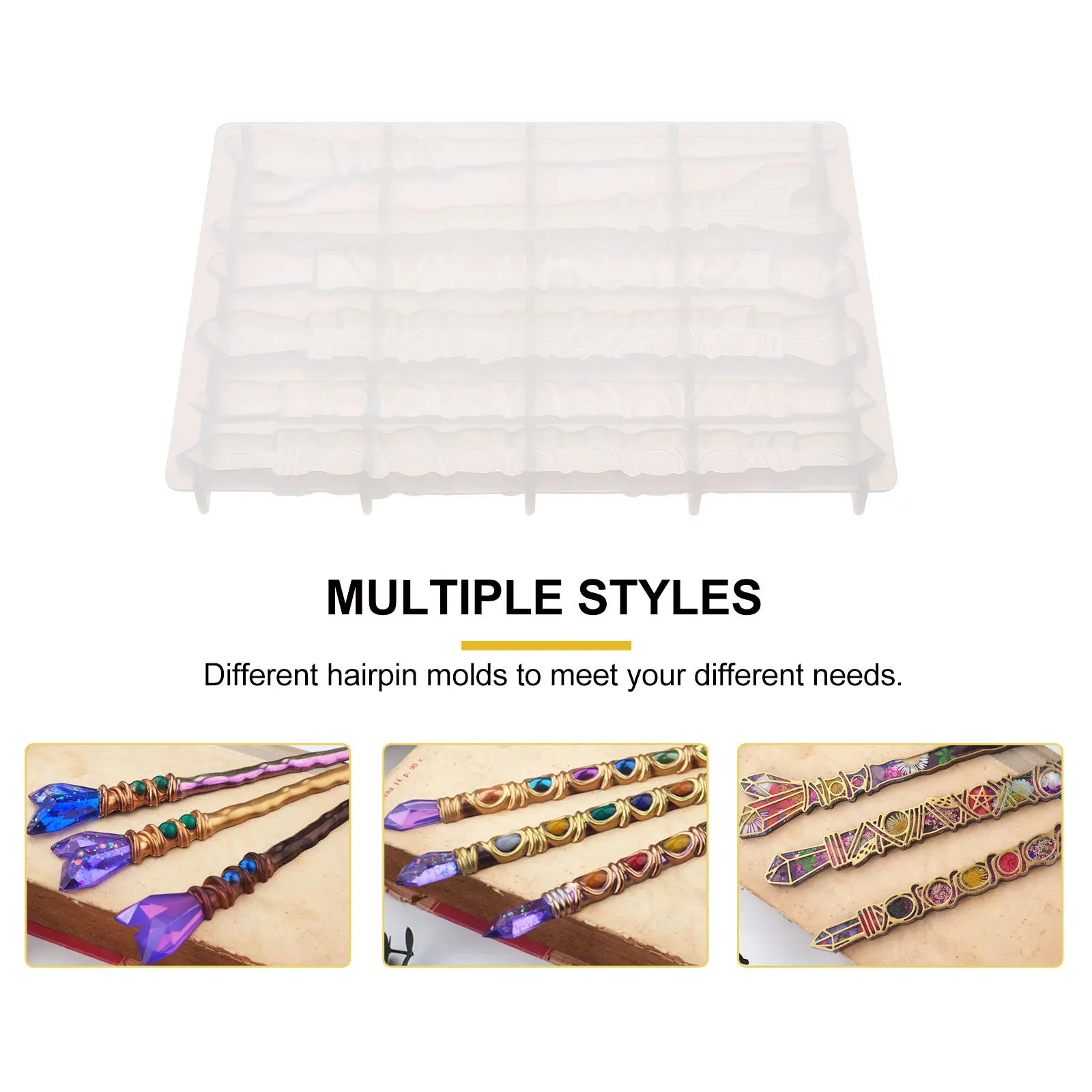 

DIY Silicone Hair Stick Mould High Quality Resin Casting Tools Different Shapes Easy Demold Store Silicone Hair Stick Mold