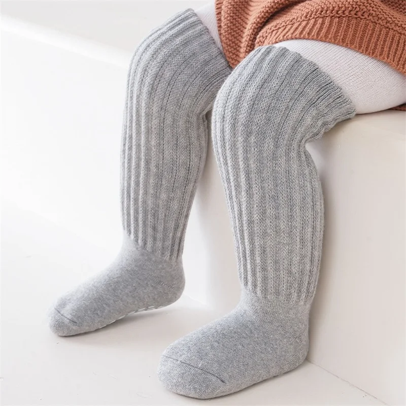 Baby Boy Girls Thicken Knee High Socks Children Fashion Simple Socks Autumn Winter Soft Striped Long Socks Clothing Accessories