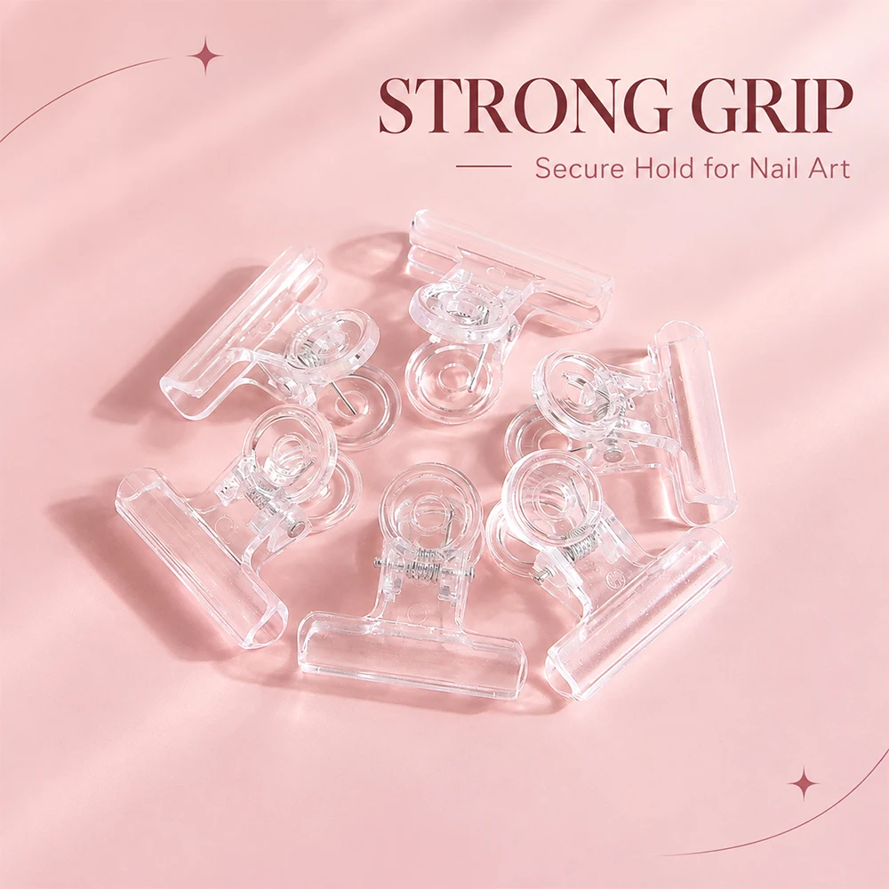 Klimonla 12Pcs Nail Pinching Clips Plastic Transparent Nail Quick Building Tips Clip Professional Manicure Supplies Tool