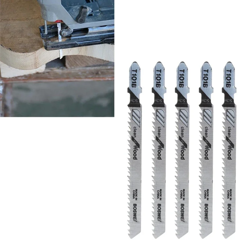 5 ชิ้น T101B HCS 100 มิลลิเมตรจิ๊กซอว์ใบมีดทำความสะอาดสำหรับไม้ T-Shank Jig
