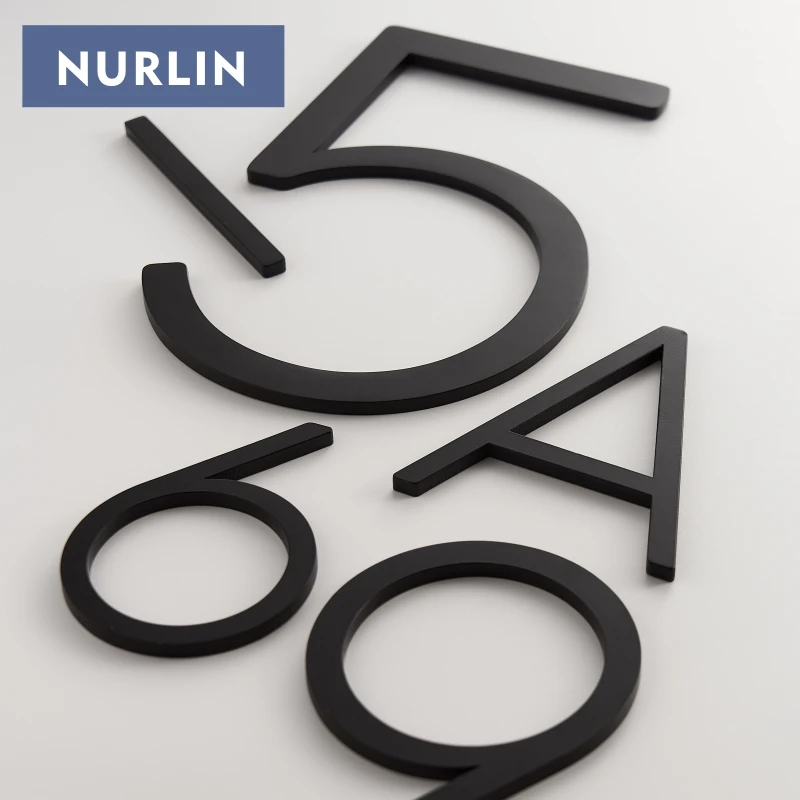 Nurlin Solid Brass 4-12 Inches 10-30cm Big Number Letter Door House Public Black Gold Floating Signature Outdoor Digits