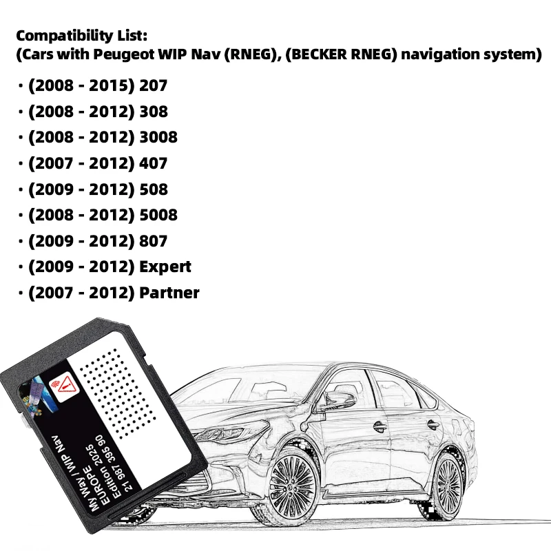 Dla Peugeot WIP Nav 207 308 3008 407 508 5008 807 Partner Nawigacja samochodowa wersja 2025 2198739590   GPS Aktualizacja mapy Europy Karta SD — zdjęcie produktu 2