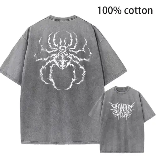 Imagen 2 del producto Camiseta gráfica lavada con Logo de Anime Hunter X Hunter Hisoka y chrollo, camisetas vintage para hombre, ropa informal de algodón, Top Harajuku