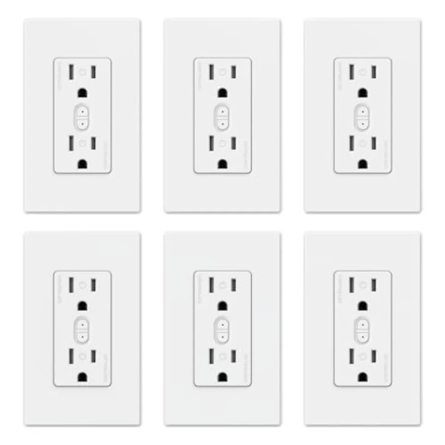 

In-Wall 2.4GHz Wi-Fi Receptacle for Smart Home Use White Plastic Tamper-Resistant with Individually Controlled Outlets No Hub R