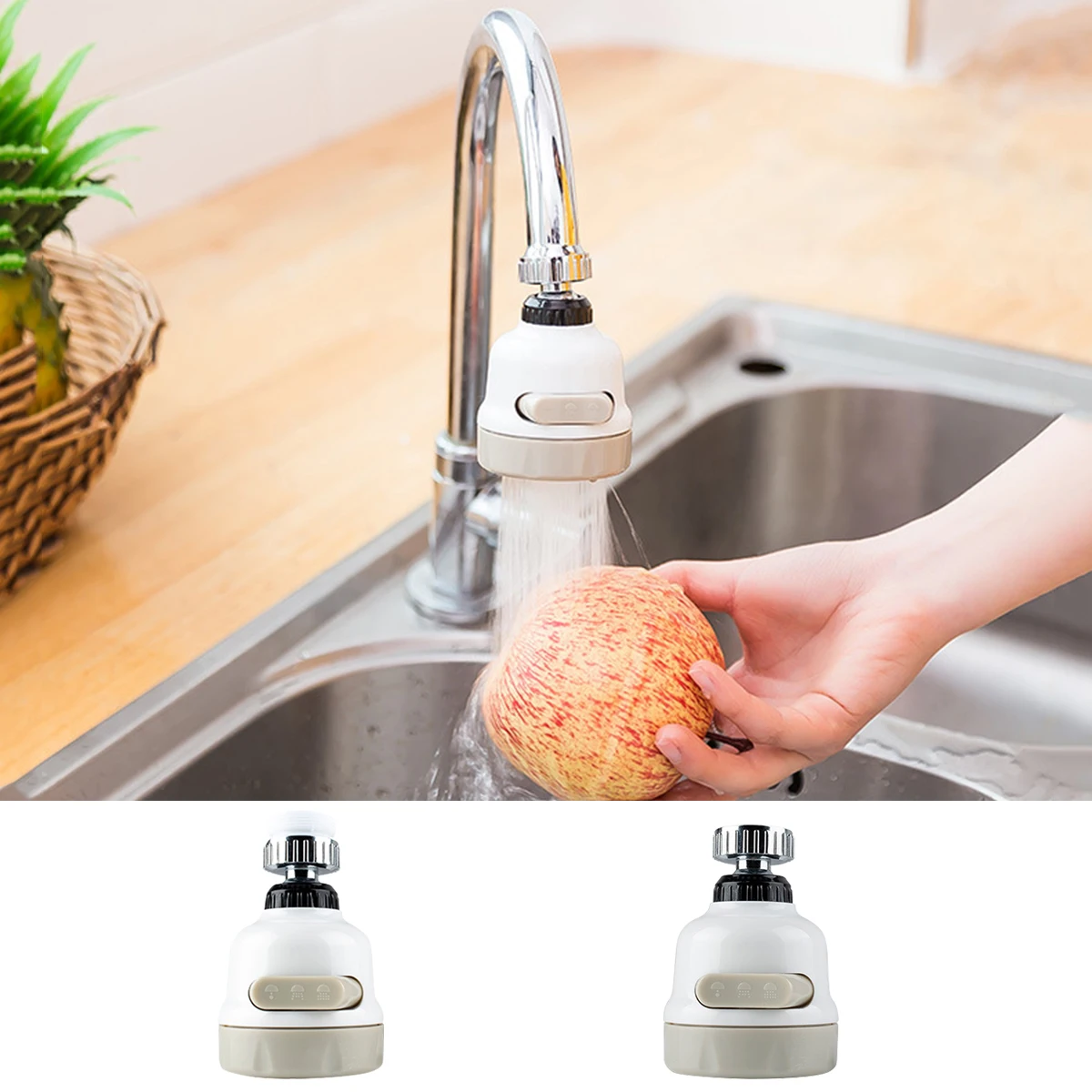 

Three-speed Bubblers Short Kitchen Tap Water-saving Splash-proof Three-speed Shower Spray 360° Swivel Mixer Filter Sprayer