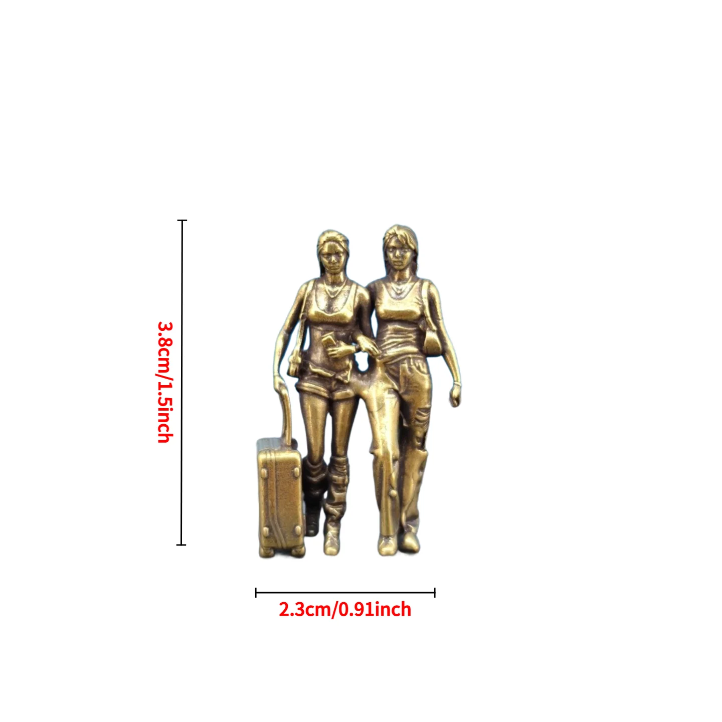 Brass Bestie Travel Fashion Sexy Ladies Posing with Luggage Mini Figurine Handmade Collectible Desktop Home Decor