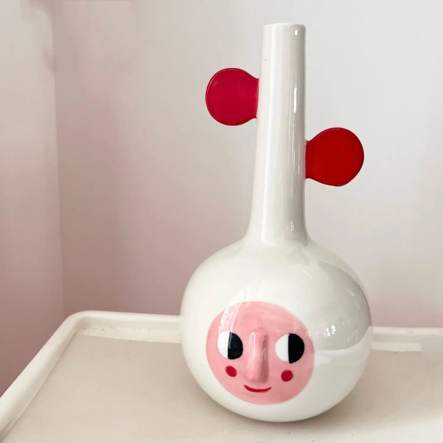 Red Ears Ceramic Vase Creative Bedroom High Appearance Level Interesting Decorative Crafts Household Indoor Tabletop Cute Vase