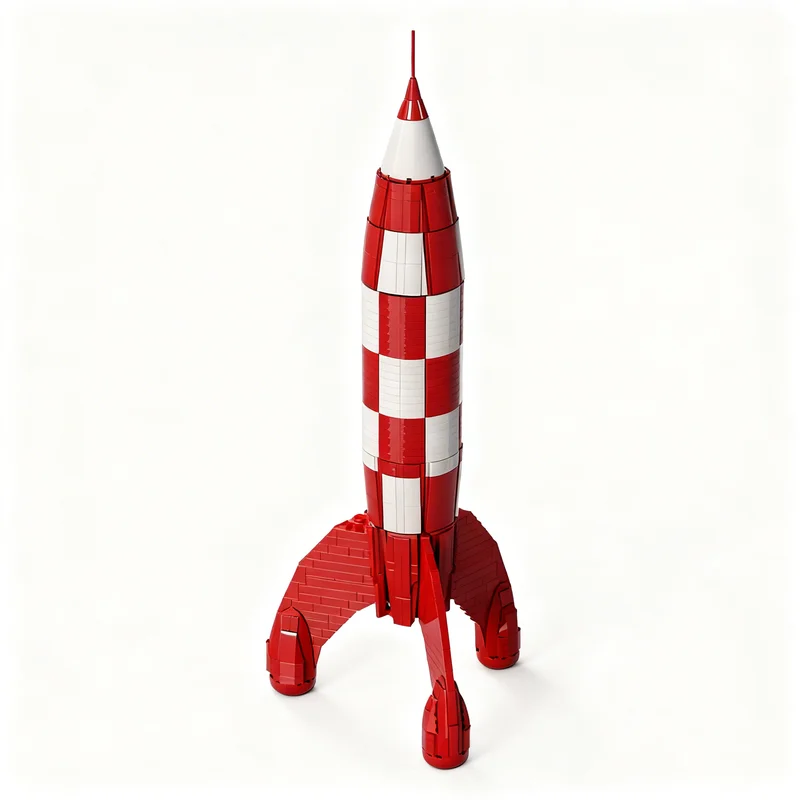 2116pcs MOC Kuifje Maan Raket Ruimte Model Bouwstenen DIY Cadeau Creatief Collectible Display Decor Premium Volwassen Kinderen Bureau
