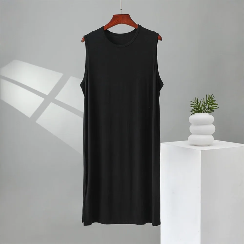 Homewear Knee-Length Men's Sleeping Dress Elastic Plus Size Night-robe Oversized Sleeveless Bathrobe Travel - view 3