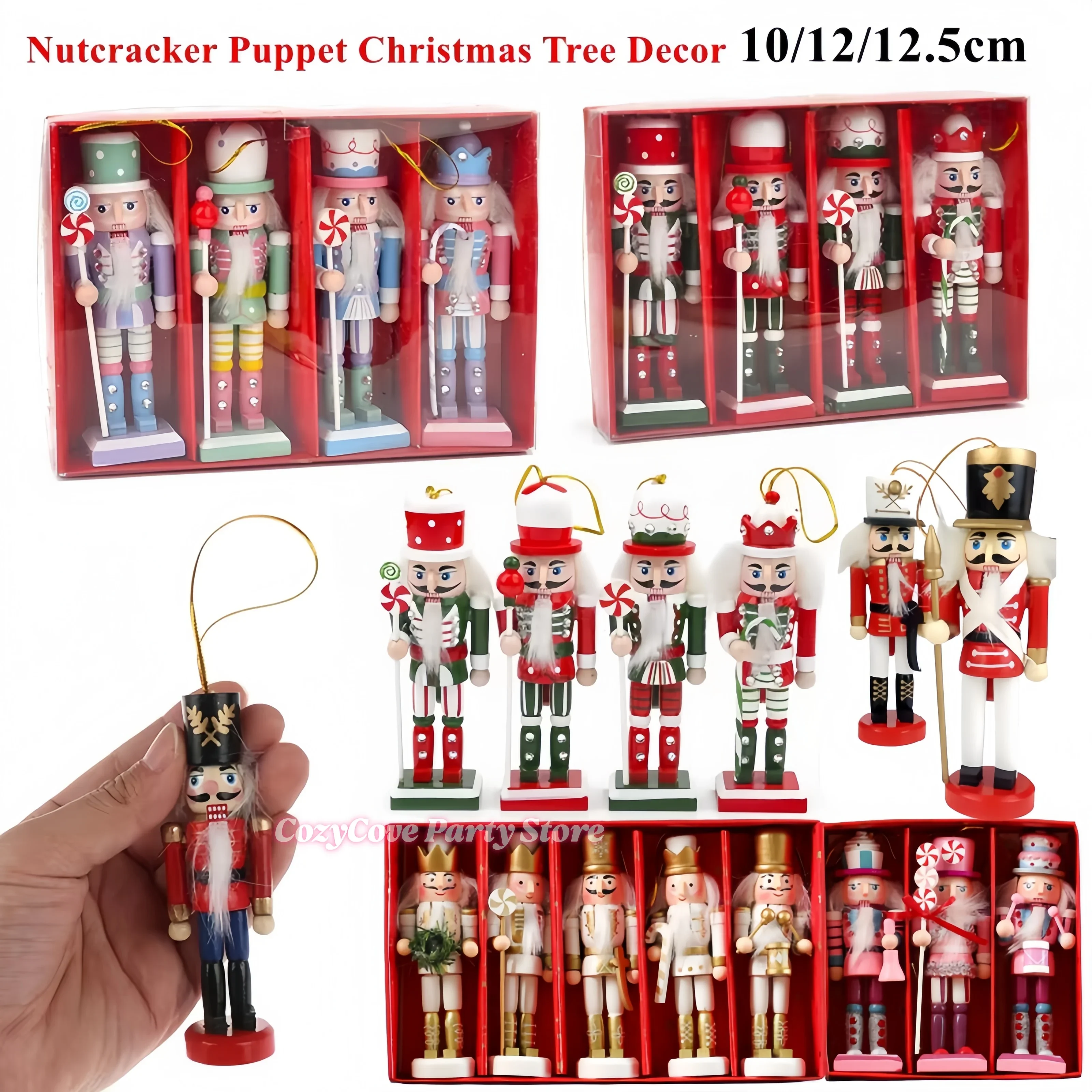 Nutcracker Figurine - クリスマス・ナッツクラッカー人形オーナメント、カラフルな木製ナッツクラッカーペンダント、兵隊人形、卓上装飾、新年ギフト