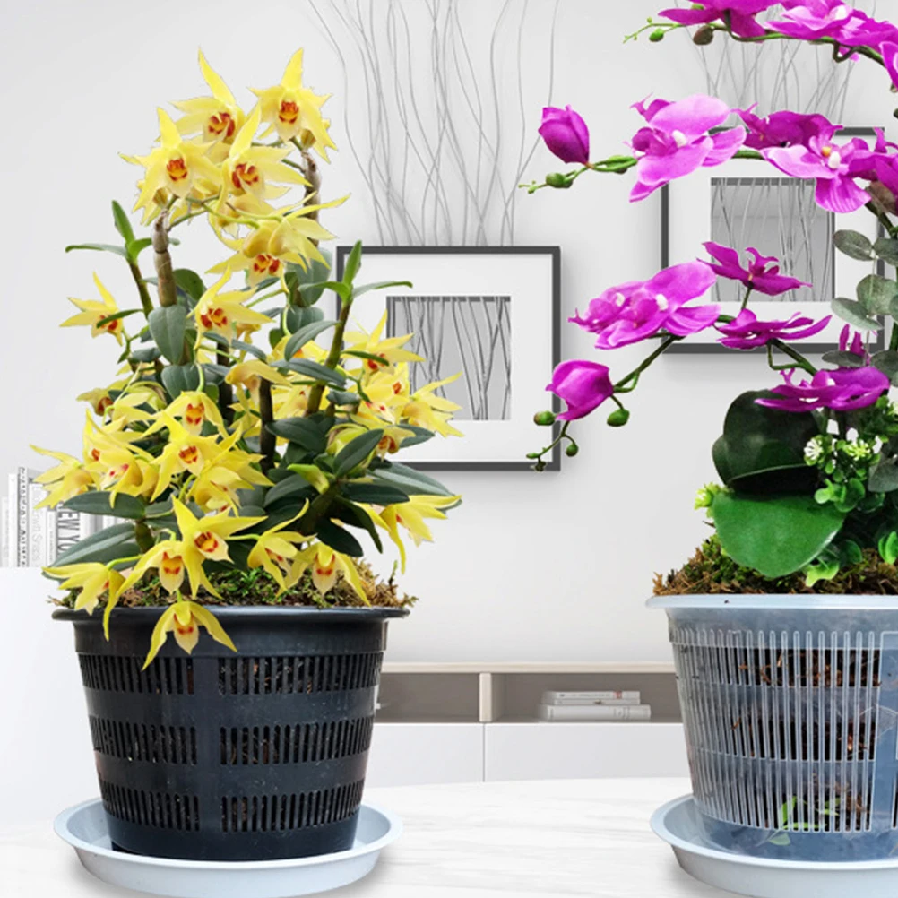 

5pcs Black Mesh Plant Pots Plastic Nursery Containers for Seedlings with Drainage Holes Flower Pot Gardening Home Balcony