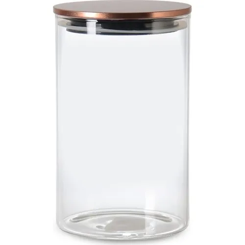 Bronze Color Metal Vacuum Lid Borosilicate Glass Jar 1050 ml