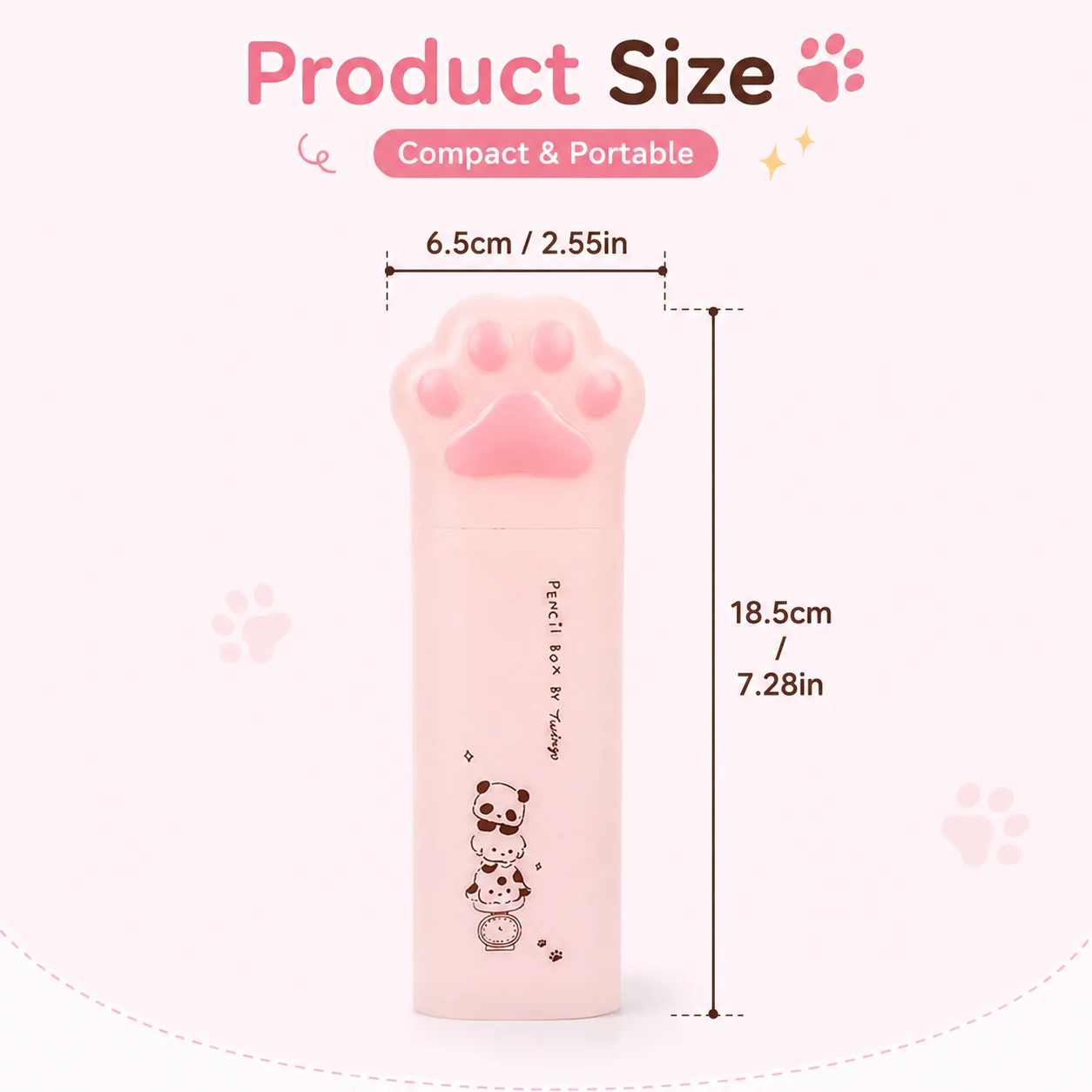 Cute Paw Pencil Box Multicolor Portable Standing Pen Holder Large Capacity Pp Stationery Organizer For School Office And Travel