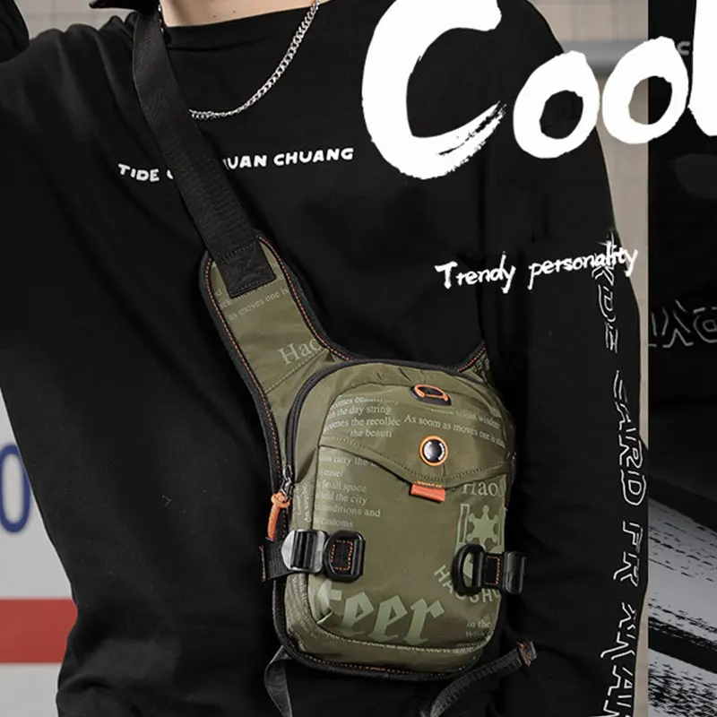 กระเป๋าคาดอกผู้ชายแบบสปอร์ต แฟชั่นใหม่ กระเป๋าคาดขาสำหรับปั่นจักรยานกลางแจ้งอเนกประสงค์ กระเป๋าสะพายข้างสำหรับเดินทางผู้ชาย ลายพราง กระเป๋าคาดเอว