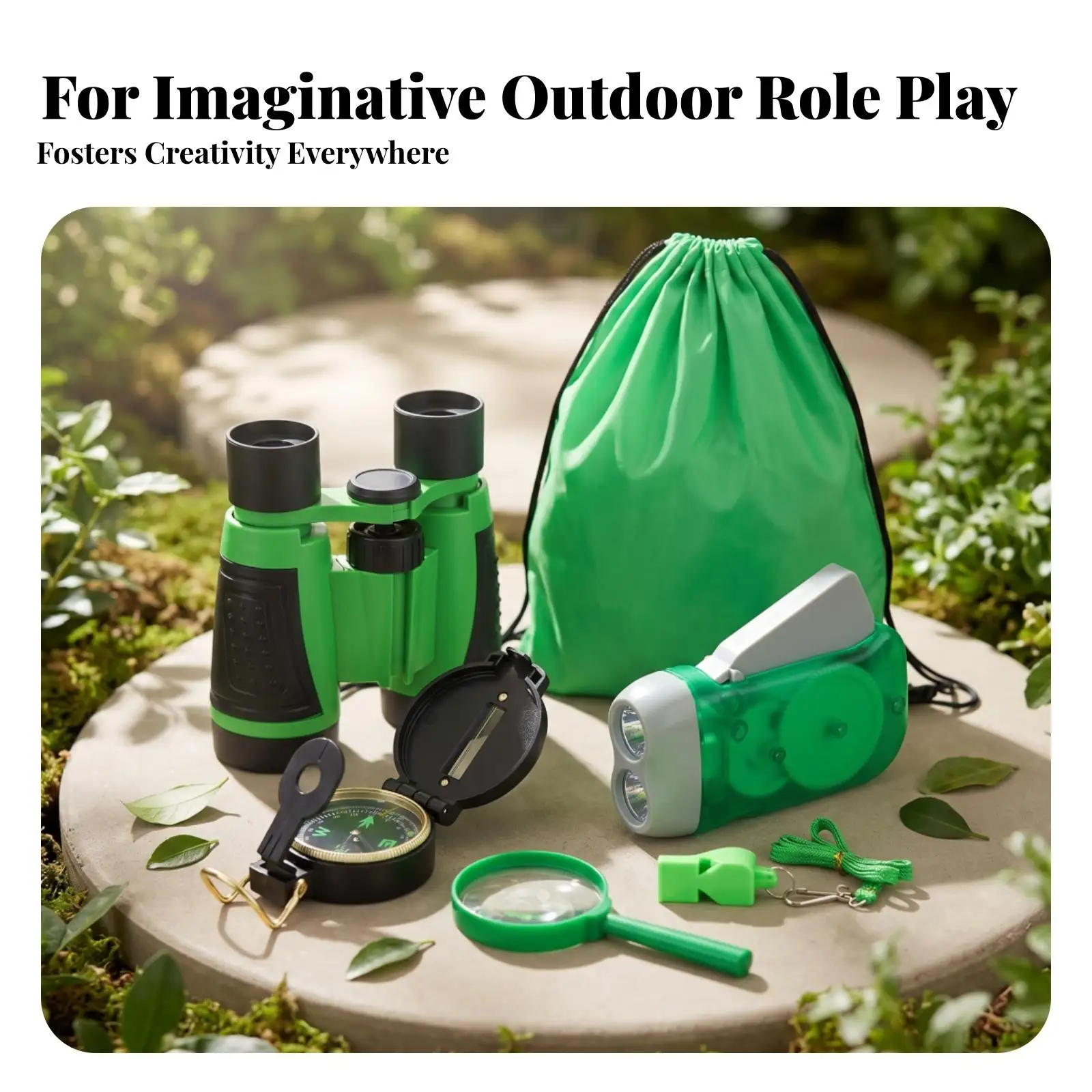 Children's Outdoor Adventure Kit Drawstring Backpack Outdoor Adventure Kit Lime Activity