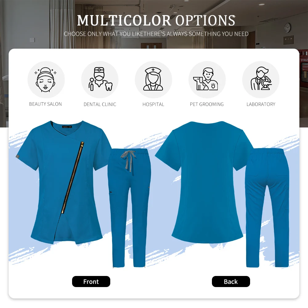 Anti-wrinkle Surgical Uniforms Women Medical Nurse Scrubs Suit Breathable Clinical Nursing Workwear Pet Grooming Working Clothes
