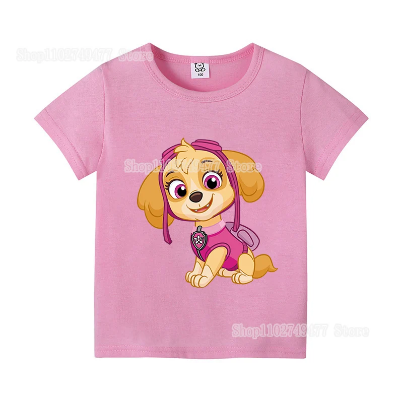 Camiseta de la patrulla canina para niños, ropa para niños y niñas, ropa de calle de dibujos animados, camisas con estampado de figura Kawaii Chase