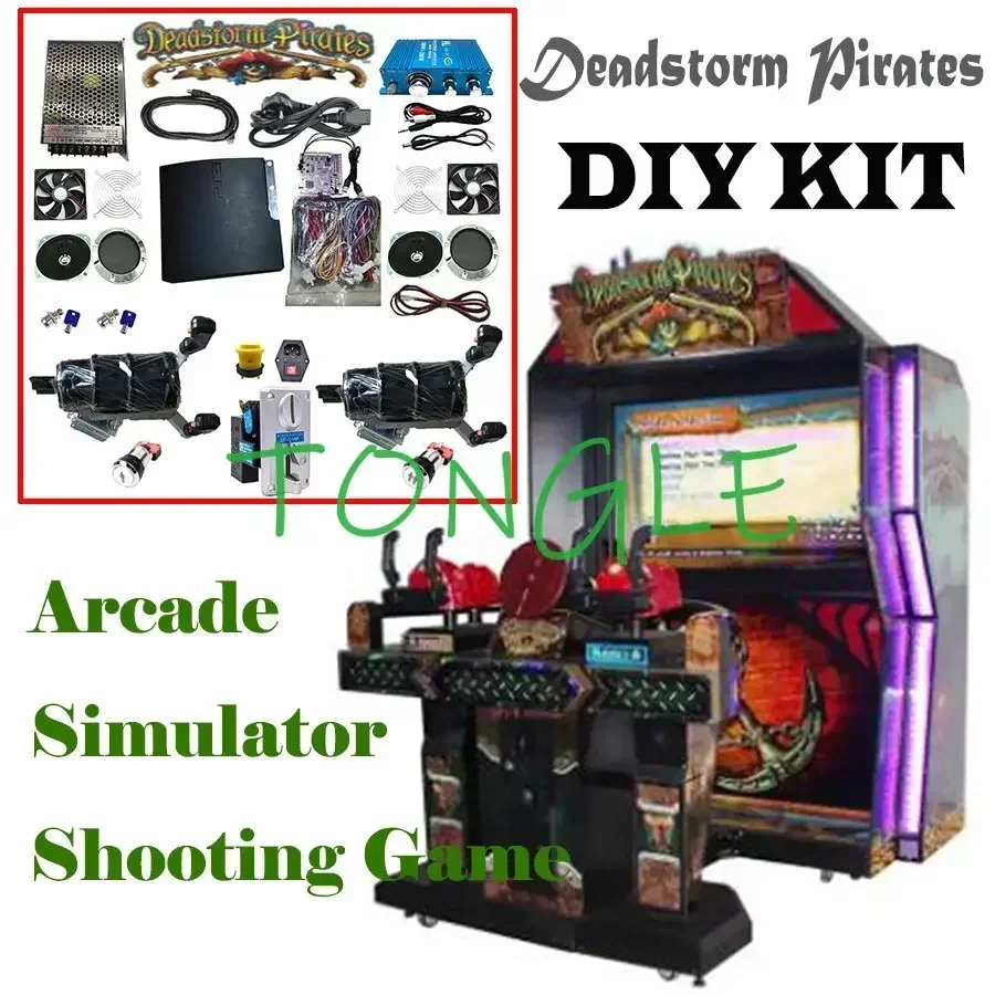 DEADSTORM PIRATES pistola de disparo simulador de vídeo máquina de juego placa base con cables, botón completo de encendido, Kit de bricolaje Arcade