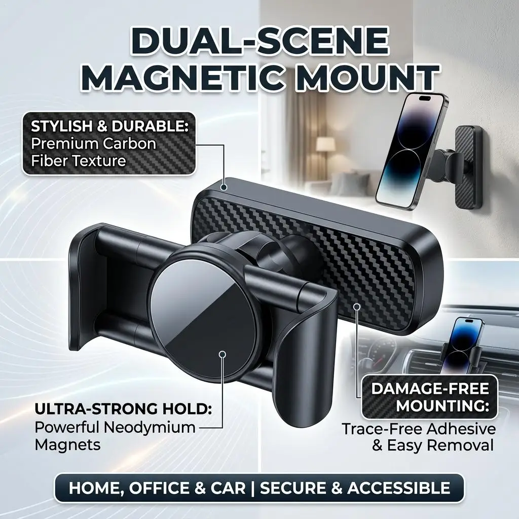 Portable Magnetic Phone Holder With 360 Rotation Mount Bracket For Golf Cart Boat Fridge Gym For IPhone Samsung Xiaomi