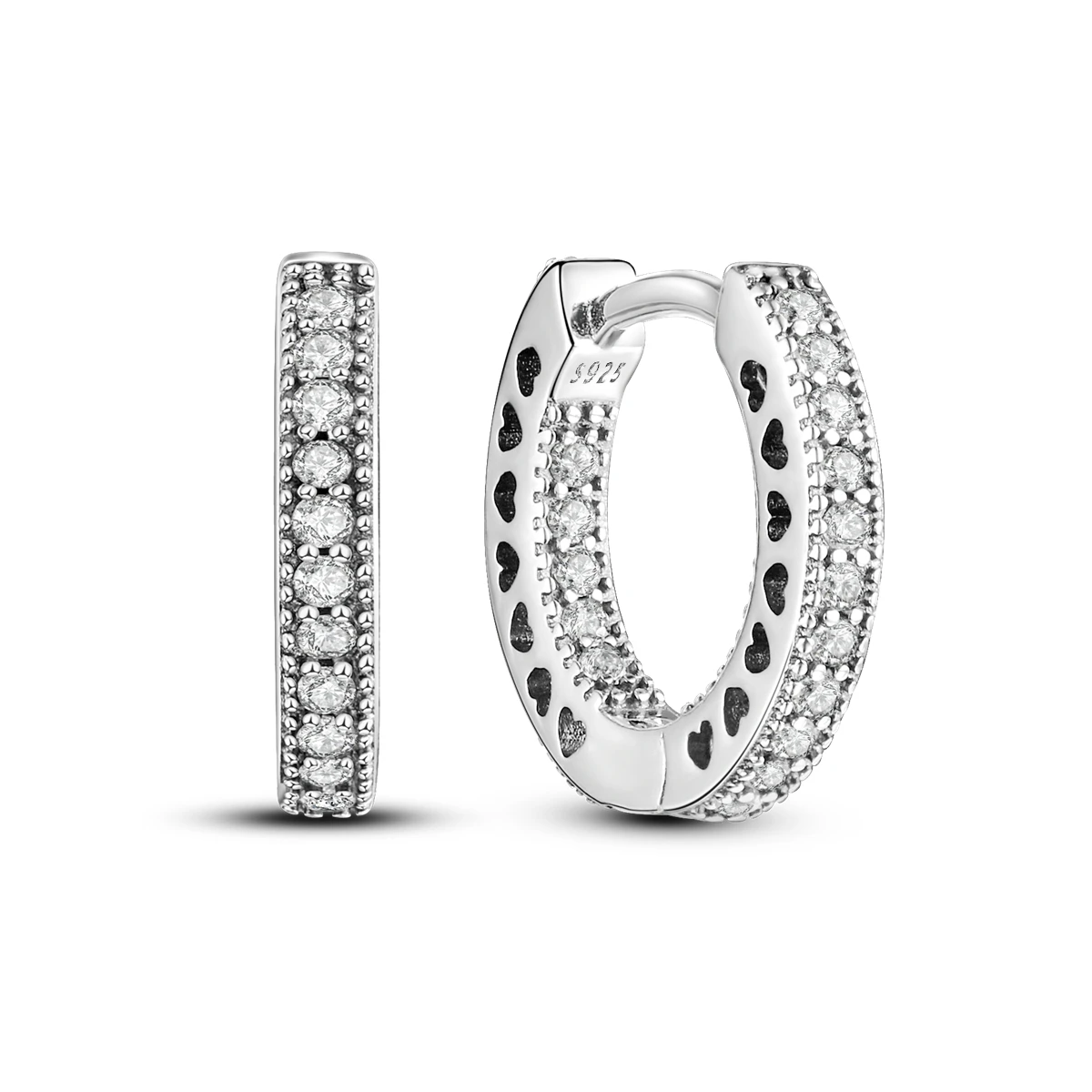 Bestseller 925 Sterling Silber Herz-Ohrringe Passend für Original-Charms Creolen für Frauen Mädchen Ohrstecker Feiner Schmuck Geschenke – Detail 31
