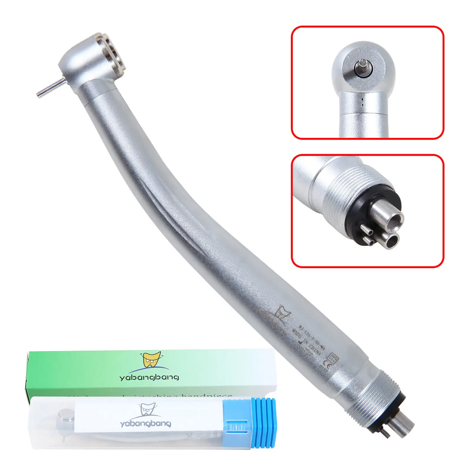 Dental (Fiber Optic LED) High/Low Speed Handpiece Contra angle Inner Water Spary Push Button 4Hole Fit NSK/Kavo