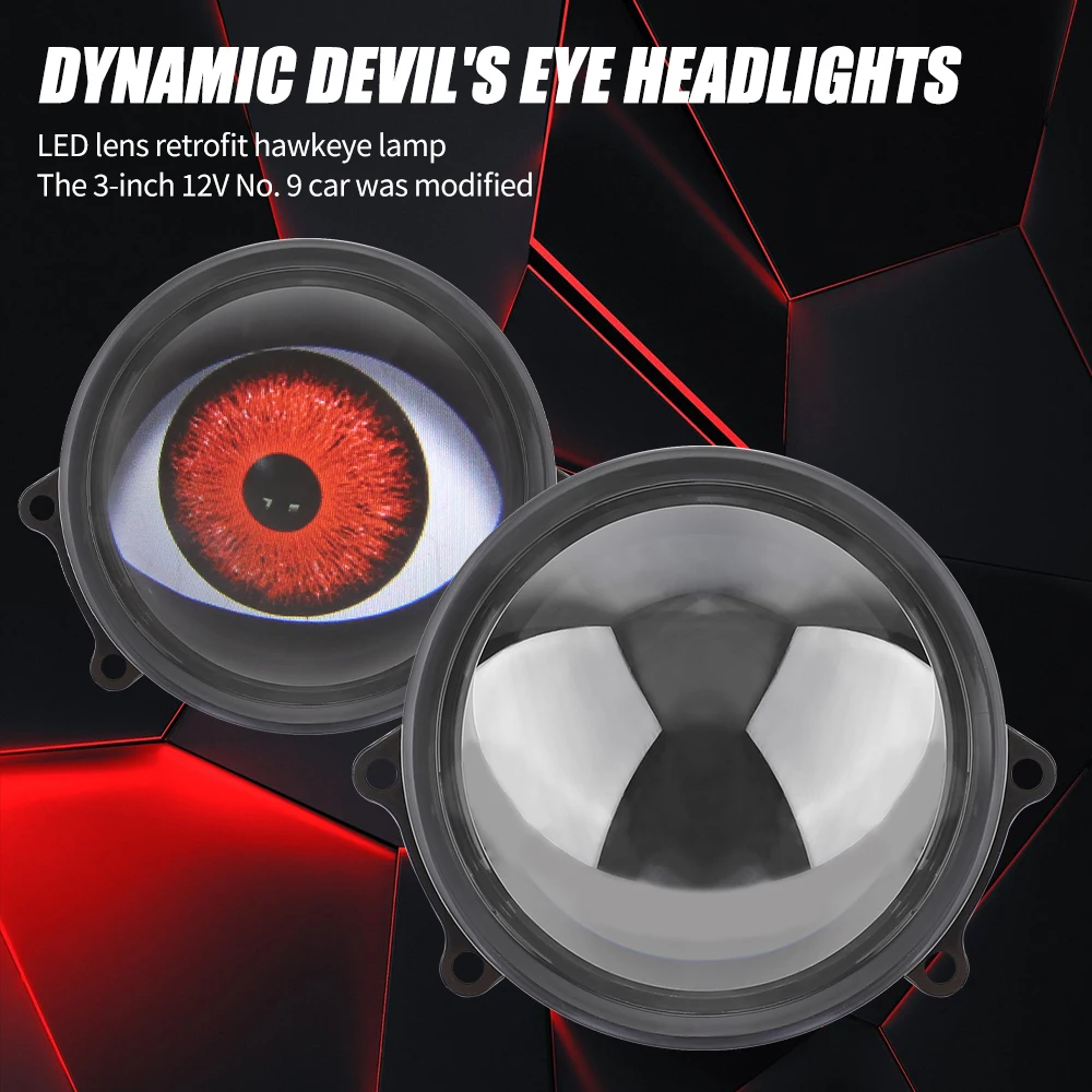 Yeux du diable de voiture à 33 motifs, avec contrôle sans fil, 12-36V, yeux de démon dynamiques, lumière Led, projecteur Bi Led de 3 pouces, phare de voiture automatique