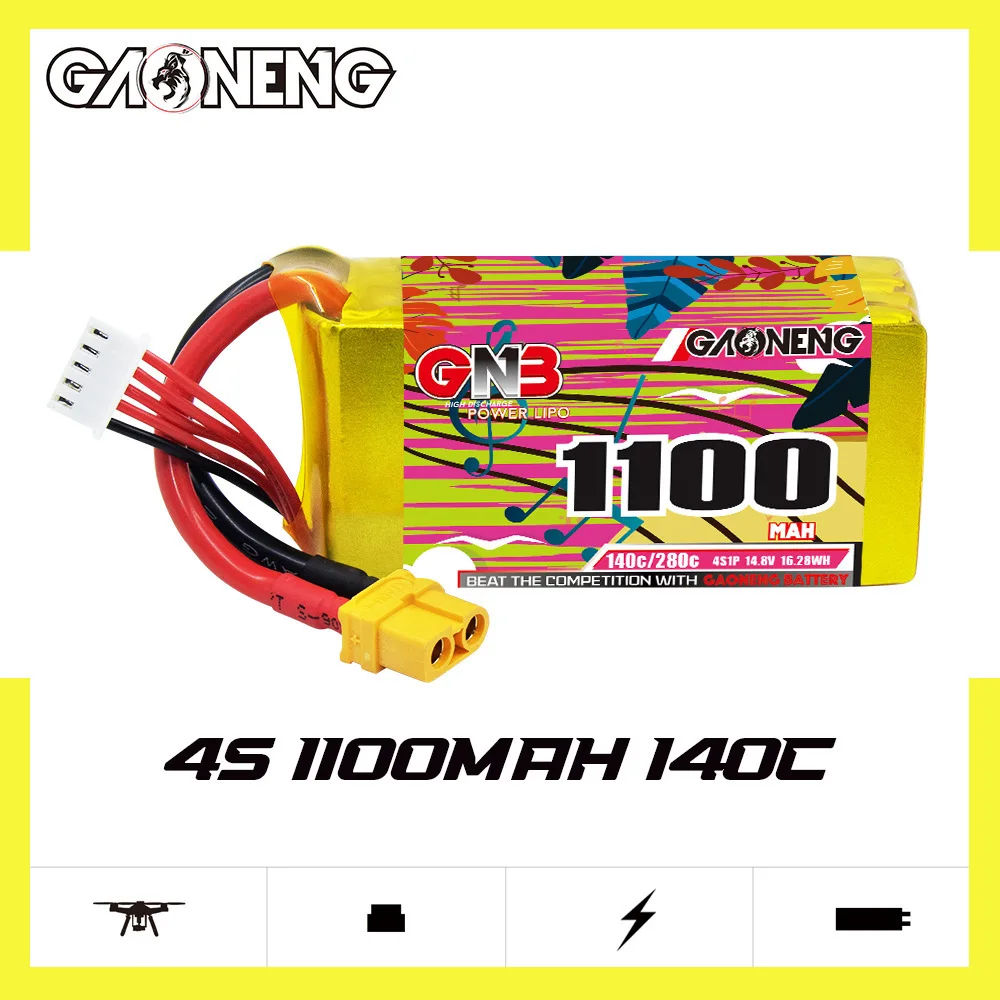 GNB يبو بطارية 4S 14.8V 1100mAh 1350mAh 1550mAh 1850mAh 140C مع XT60 ل FPV الطائرة بدون طيار كوادكوبتر طائرة هليكوبتر RC البطارية