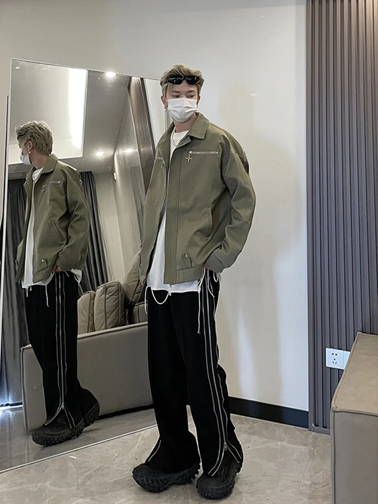 

Retro American Sle Baseball Jaet Spring High Street Men's Trendy Outerwear Zipper Design Workwear Flight Jaet