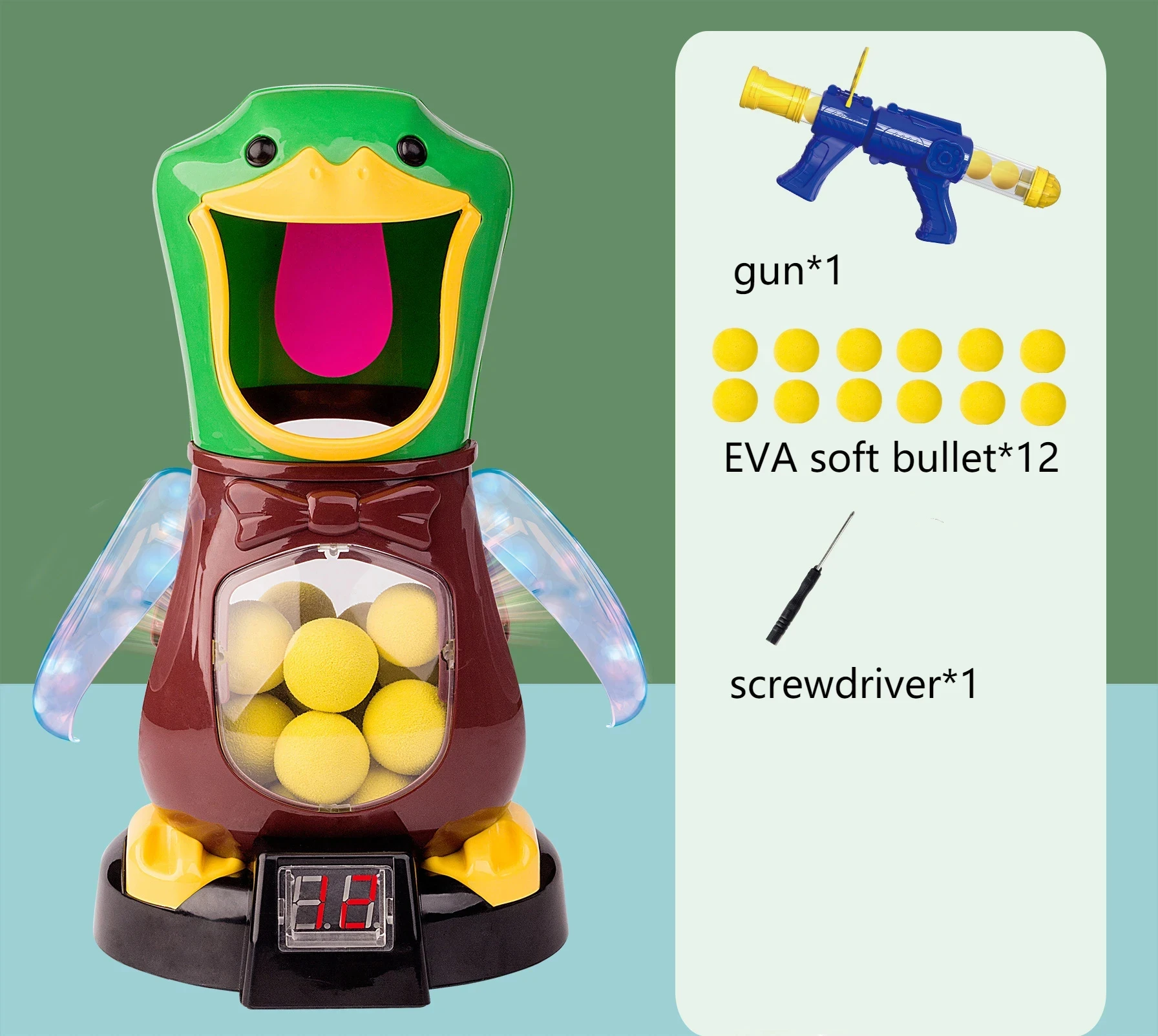 Electronic Scoring Battle Games Duck Toy Parent-Child Interaction Shooting Air-powered Gun Soft Bullet Battle Removable Duck Toy