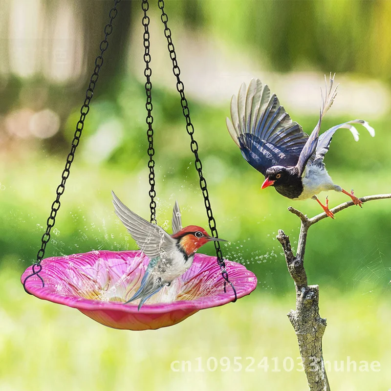 

Creative Glass Bird Bath Flower Feeder Outdoor Garden Hanging Design Small Size Bird Water Basin Wholesale