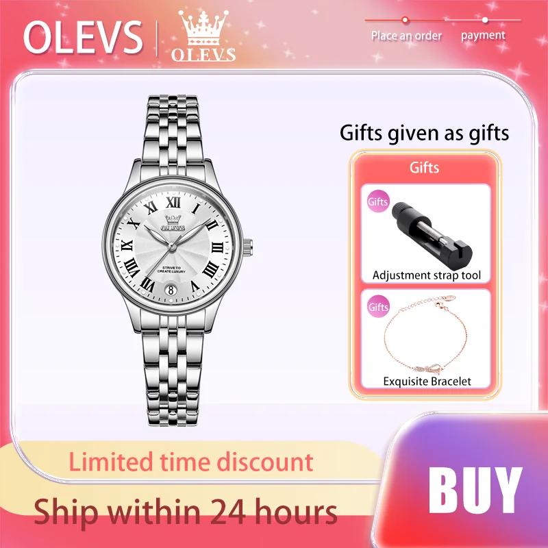 Модные Простые Женские часы OLEVS, Элегантные Изысканные ремешки из нержавеющей стали, браслет, красивые кварцевые часы для женщин