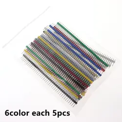 30PCS 40 Pin Breakable Pin Header 2.54mm Single Row Male Header Connector Kit PCB Pin Strip For Arduino Black White Blue Yellow