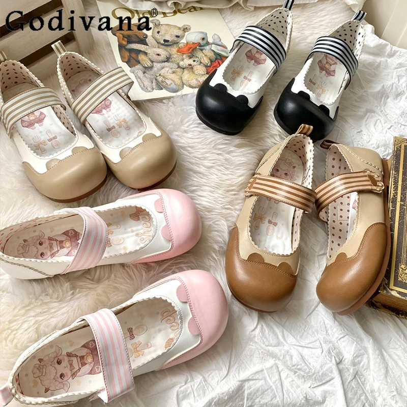 

Original Japanese Soft Girls Lolita Flat Shoes Spring Autumn New Daughter Kawaii Y2K Round Toe Lo Low Heel Pumps Indoor Shoes