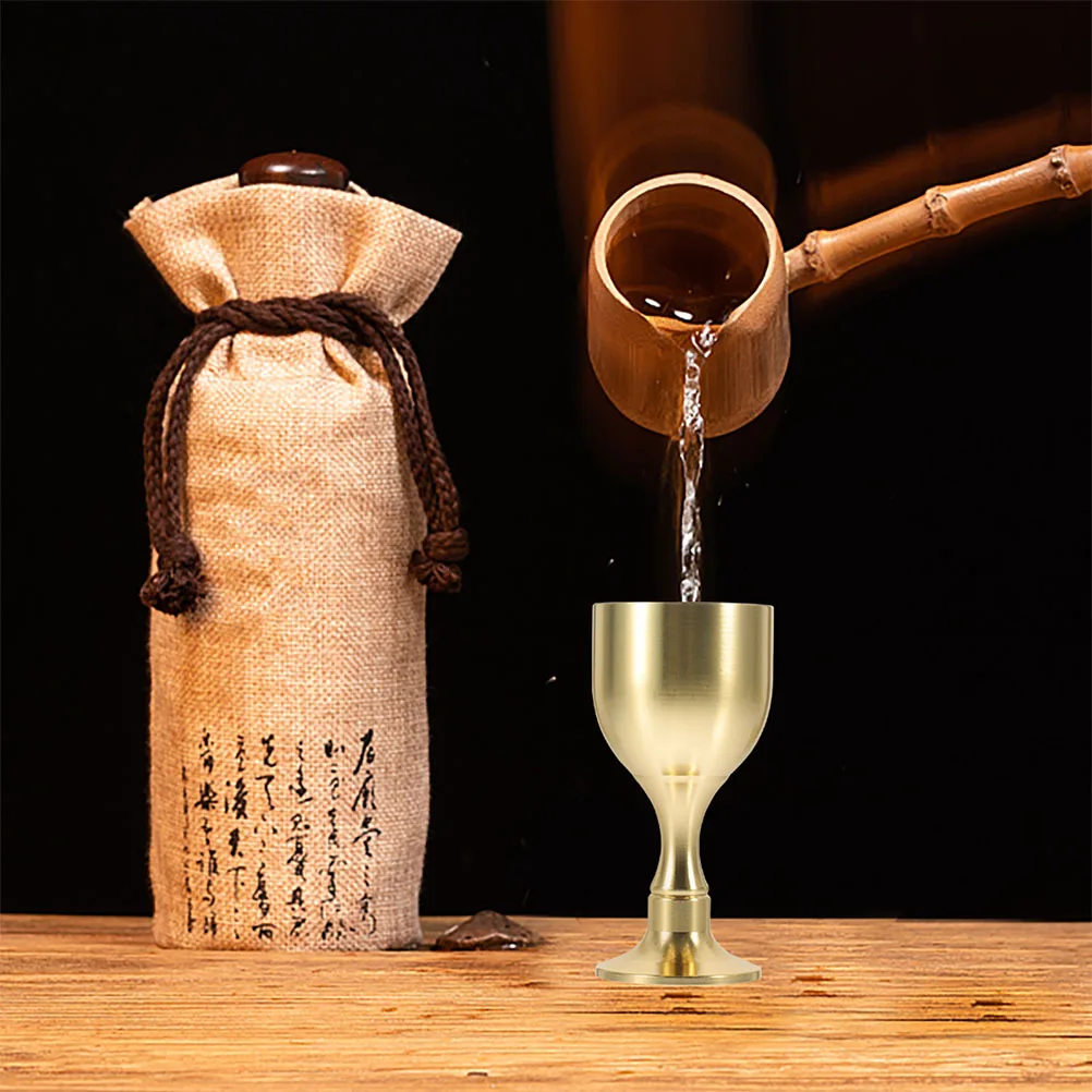 2pcs Copper Cups Brass Goblet For Ceremony Decorative Offering Cup Tabletop Buddhist Votive Cup Metal Footed Chalice Home