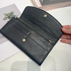 Genuine Leather Wallet Top Layer Cowhide Women's Wallet, Hand-held Zipper Purse Ladies Long Wallet High Quality Card Holder