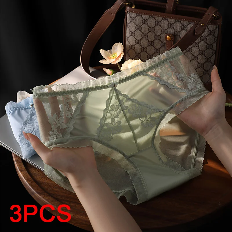 Lace Transparent Panties Set Pack Underpants Women Micro Underwear Panties Women's Briefs Lingerie Sexy Lady Seamless