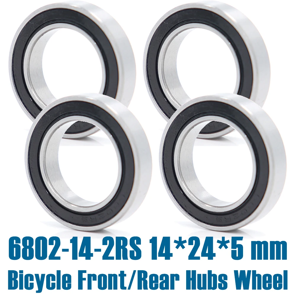 6802-14-2RS Bearing 14*24*5 mm ( 4 PCS ) Bicycle Hub Front Rear Hubs Wheel Ball Bearings 6802-2RS