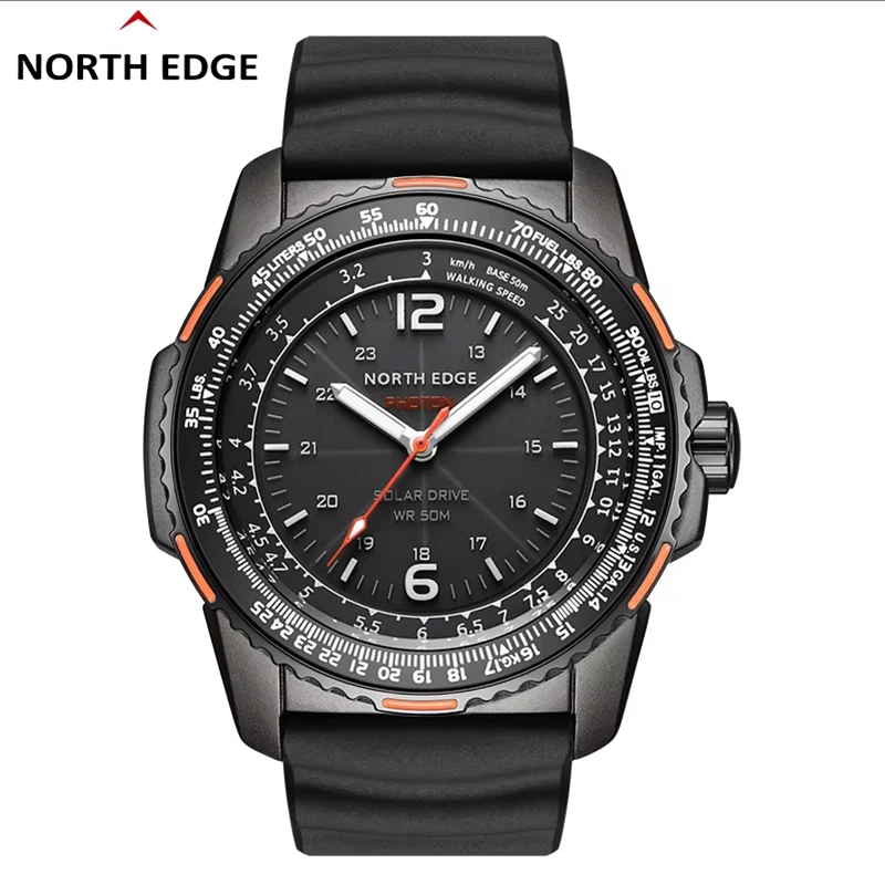NORTH EDGE FORTRESS 2026 Men Digital Watch Outdoor Sports Waterproof 50M Watches World Time Countdown Electronic LED Wristwatch