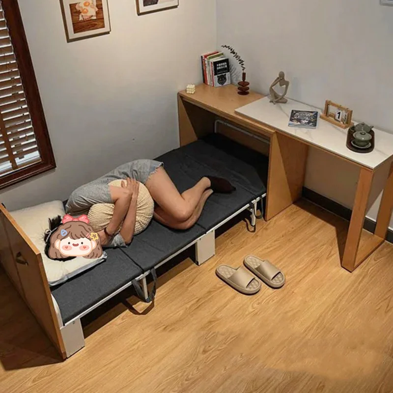 

Portable Magic Folding Murphy Bed with Metal Frame and Mattress Hidden Rollaway Lunch Break Office Bedroom Furniture