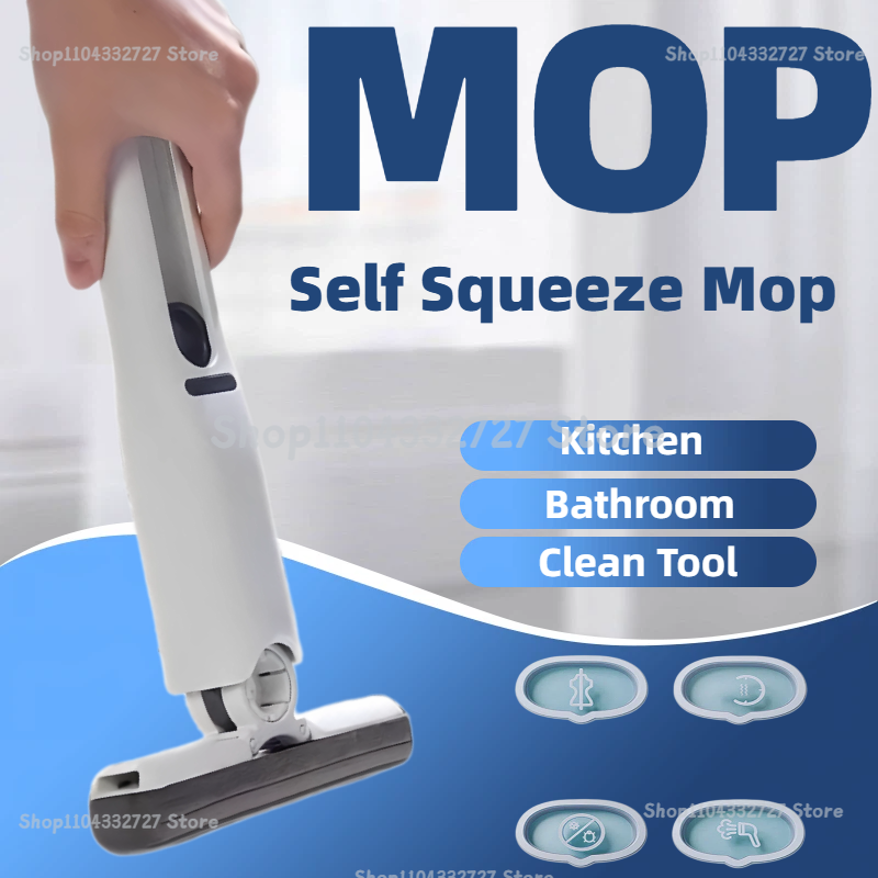  Mini Mop Self Squeeze Mop Powerful Folding Household Clean Tools No Hand Wash Strong Absorbent Mop for Bathroom Kitchen Desktop 