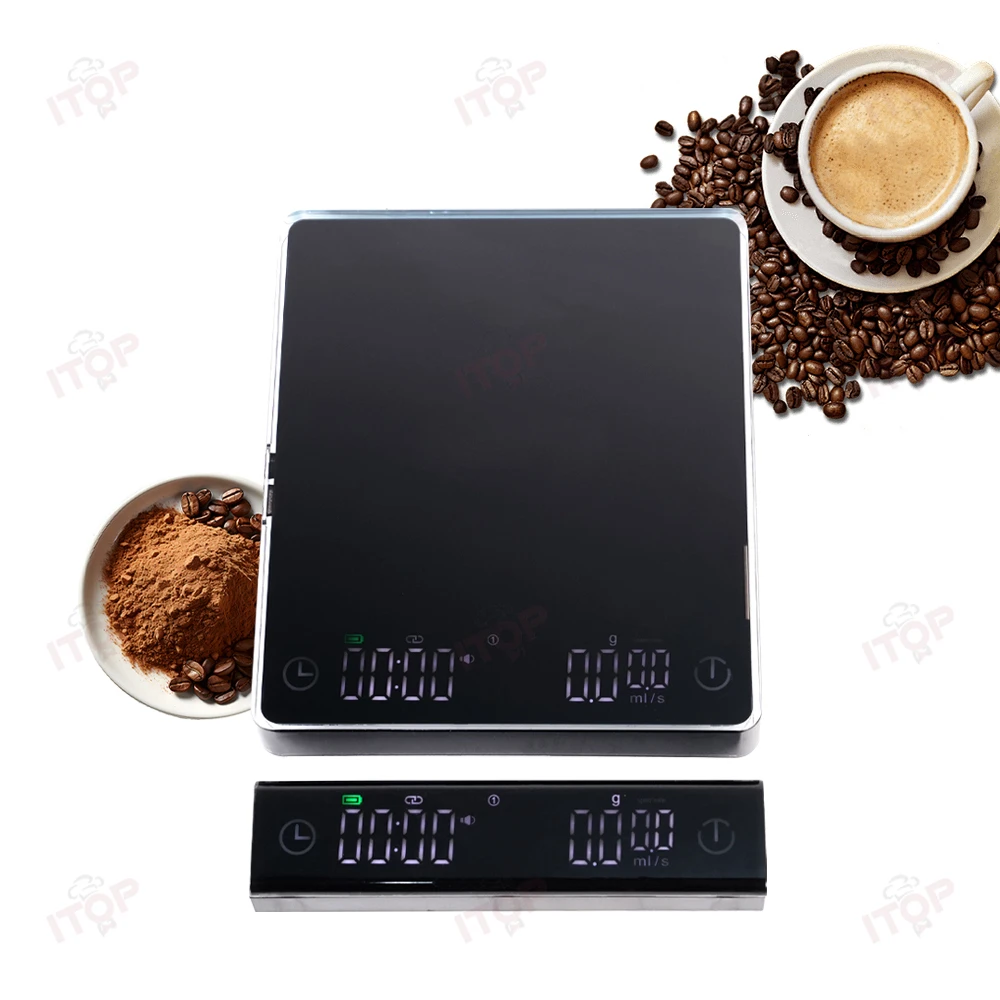 STLF JW 3kg 흑백 미니멀리스트 디자인 미니 사이즈 LED 디스플레이 타이머 커피 전자 저울 디지털 분리형 커피 저울
