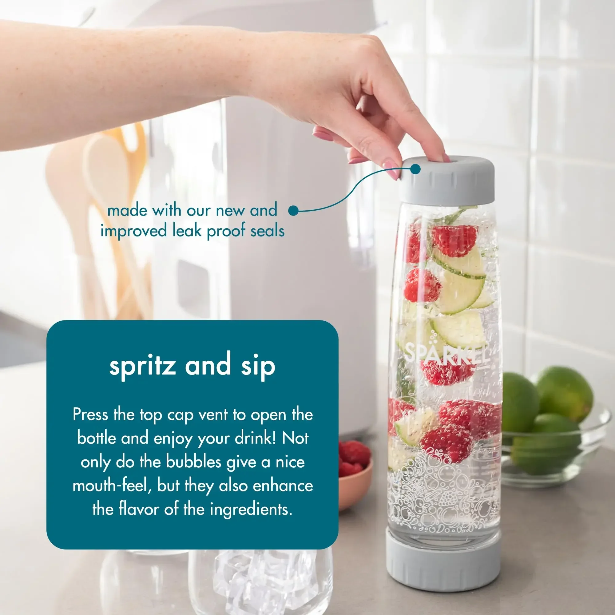 Spärkel Beverage System | White Sparkling Water Maker | No CO2 Tank Needed | Carbonated Water Machine that Uses Fresh, Natural I